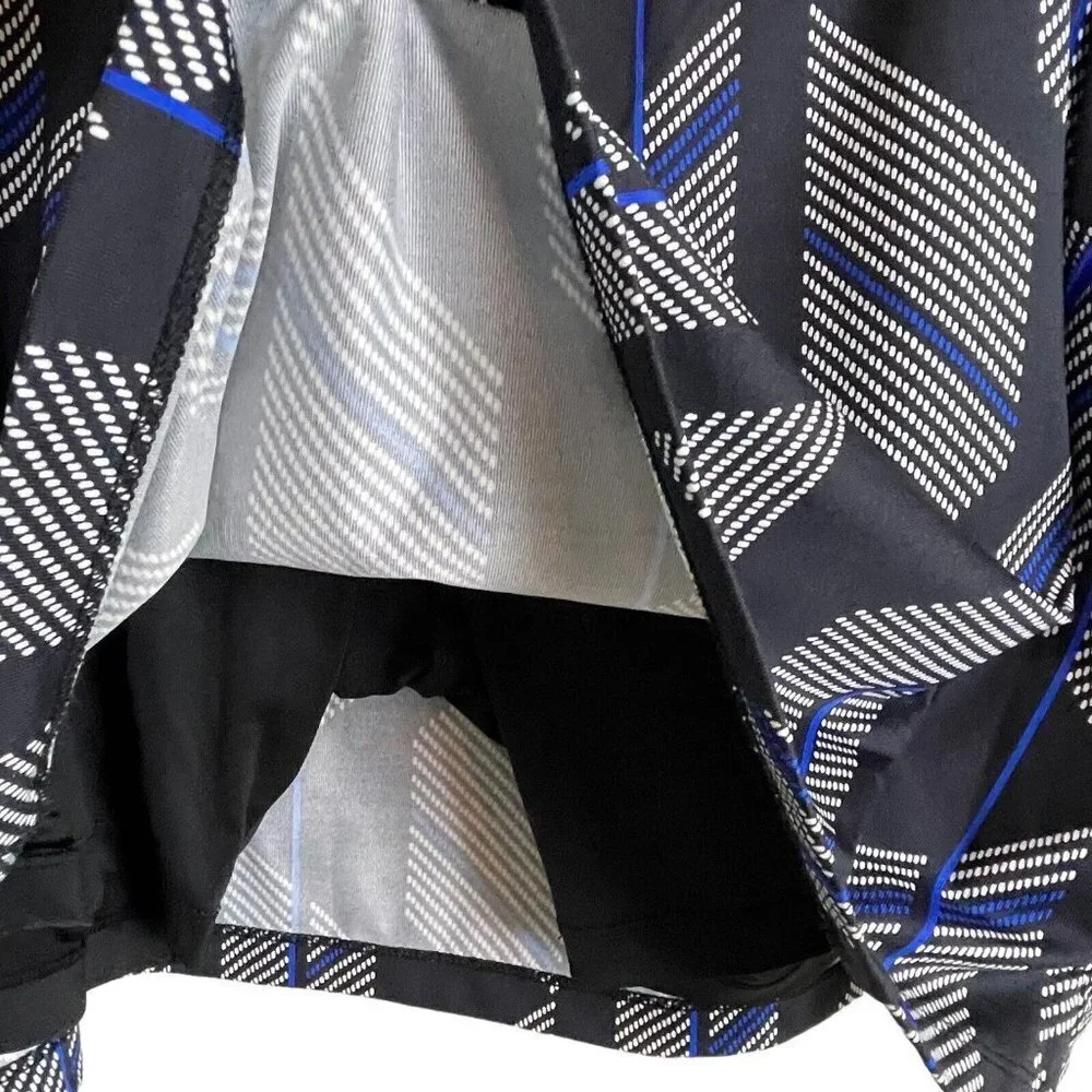 Tail Skort Jersey Black Blue White Geometric Zip Pockets Skirt‎ Size L